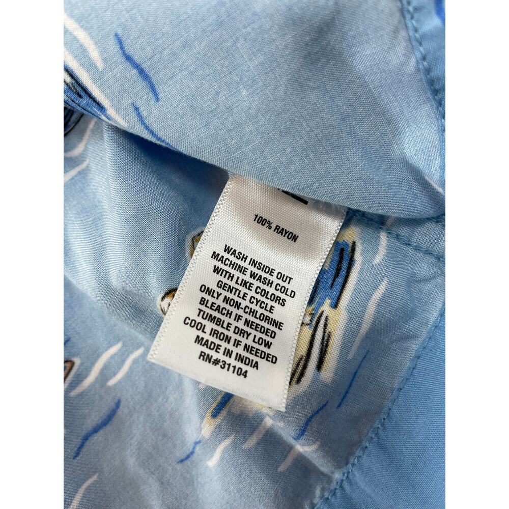 Crown & Ivy Surfing Dogs Graphic Rayon Button Down Shirt Blue XXL Novelty Camp - Picture 6 of 7